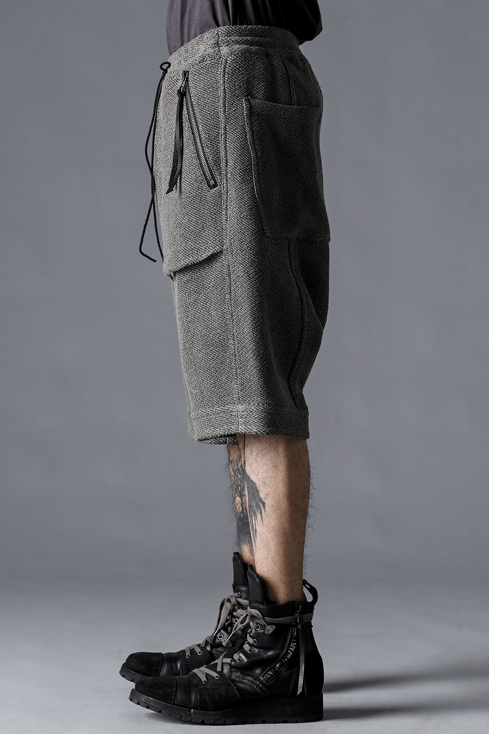 和紙×コットンツィードショートパンツ  ブラック