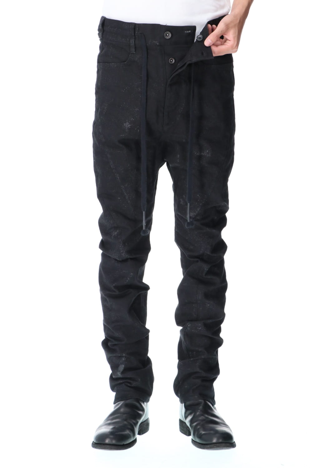 Dirty Coating Drop Crotch Curve Slim Pants