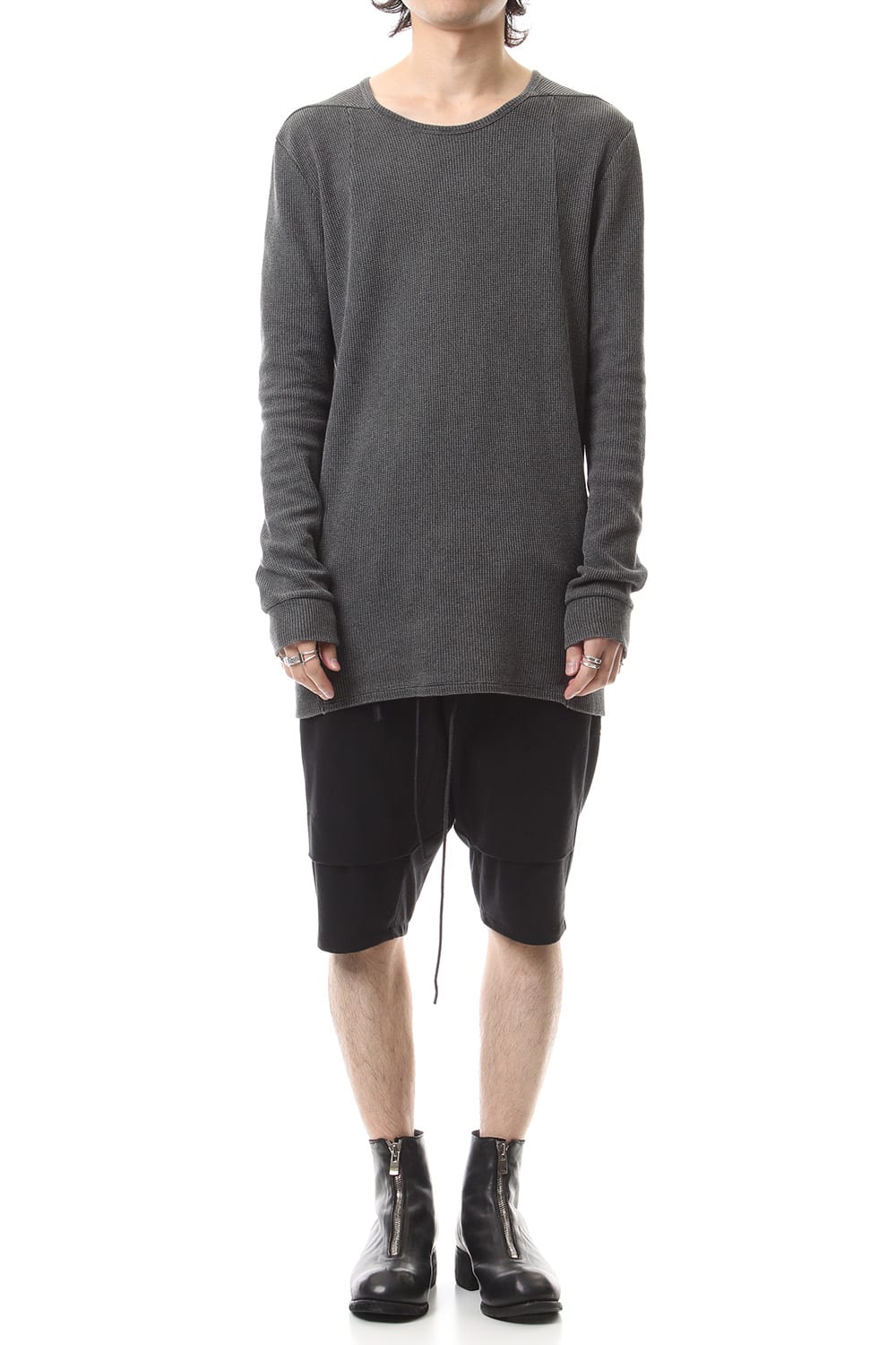 Linen x Cotton Double Face Jersey Drop Croch Shorts