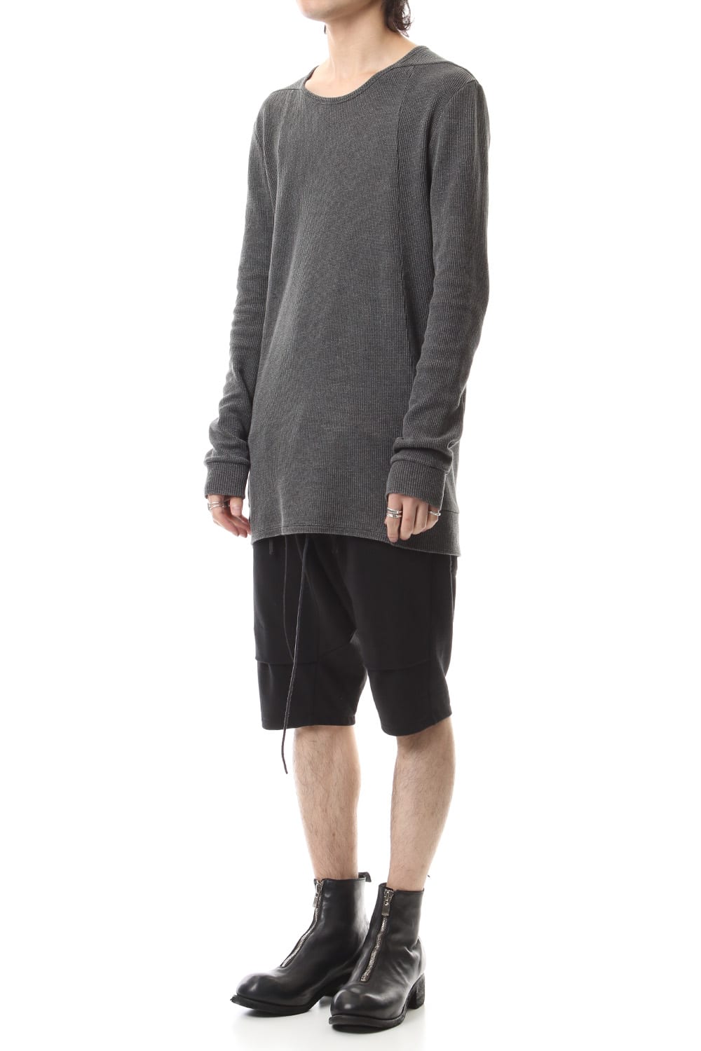 Linen x Cotton Double Face Jersey Drop Croch Shorts