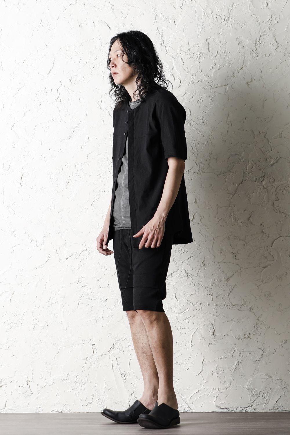 Linen x Cotton Double Face Jersey Drop Croch Shorts