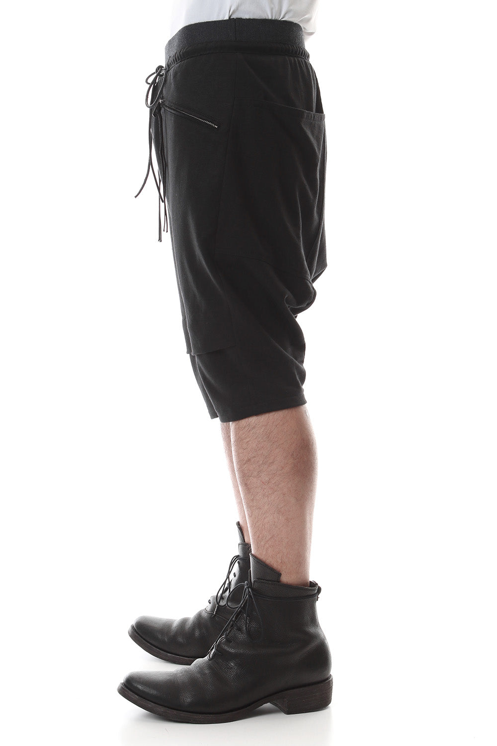 Linen x Cotton Double Face Jersey Drop Croch Shorts