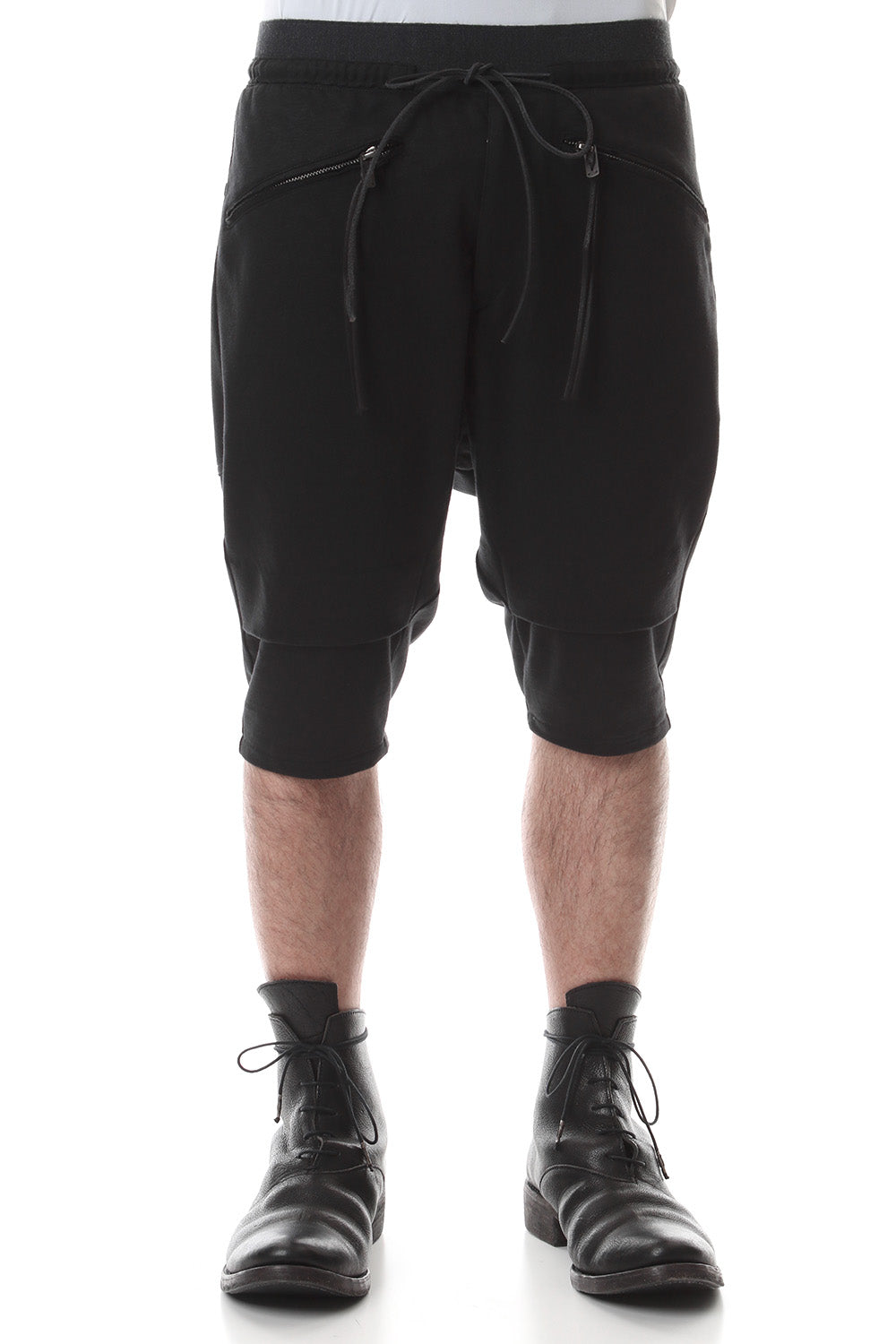 Linen x Cotton Double Face Jersey Drop Croch Shorts