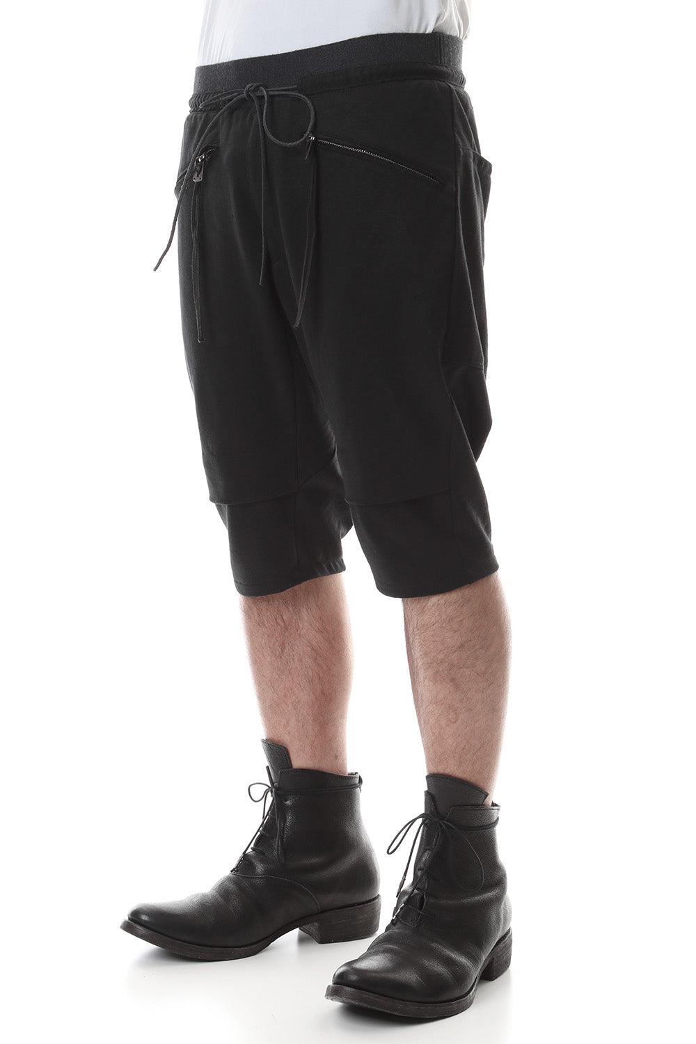 Linen x Cotton Double Face Jersey Drop Croch Shorts