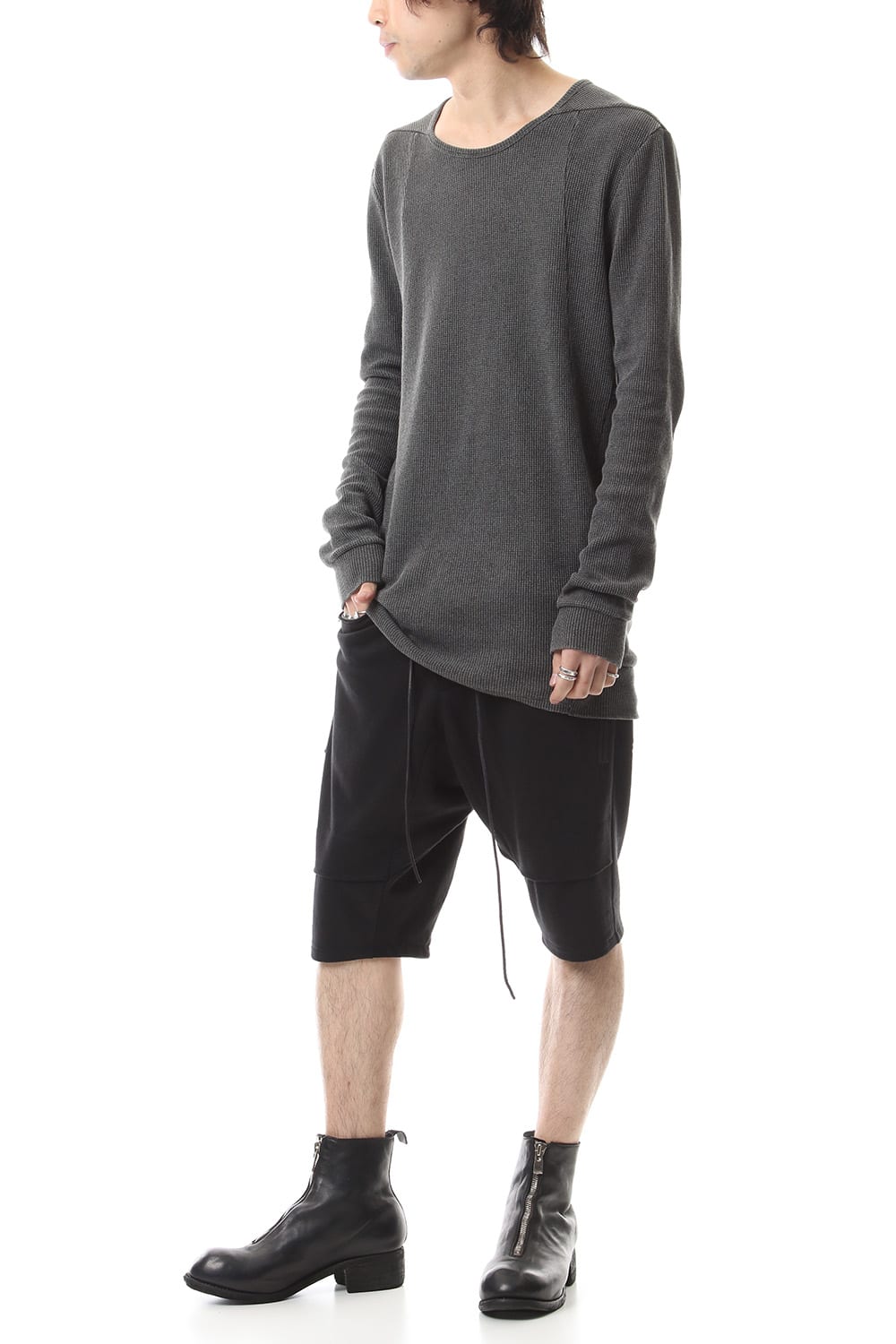 Linen x Cotton Double Face Jersey Drop Croch Shorts
