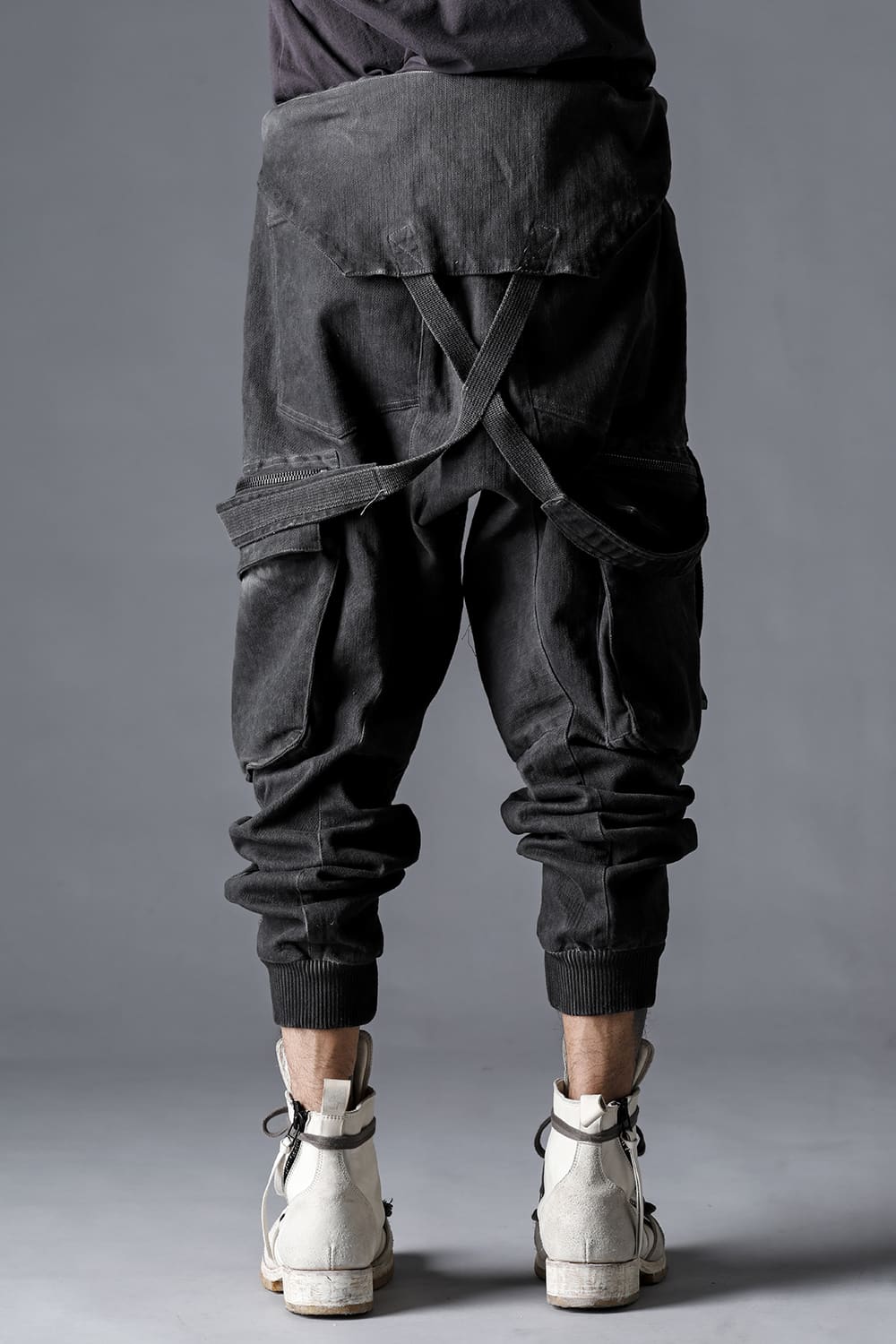 Hyper Stretch Cotton Denim Cargo Overalls  Charcoal