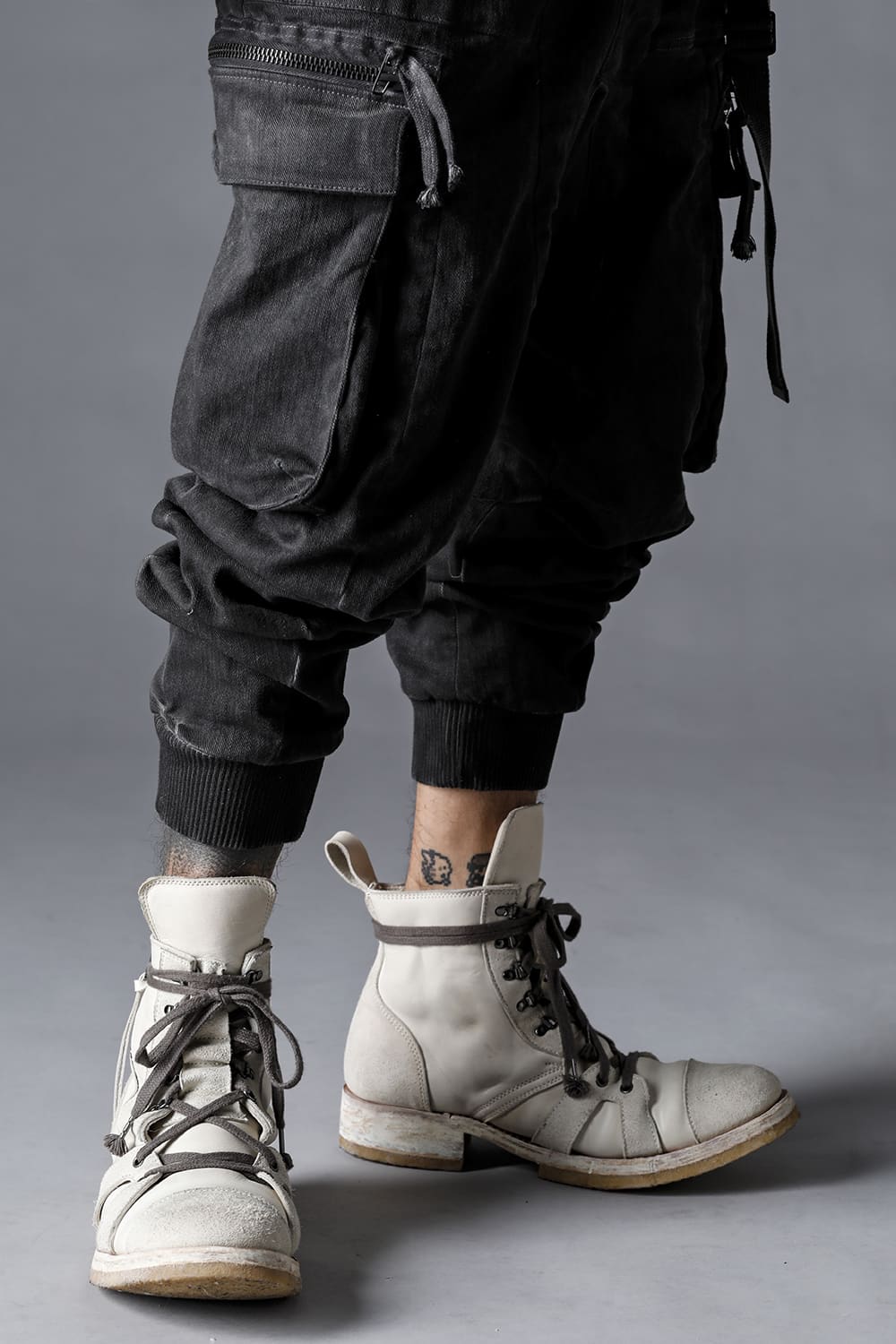 Hyper Stretch Cotton Denim Cargo Overalls  Charcoal