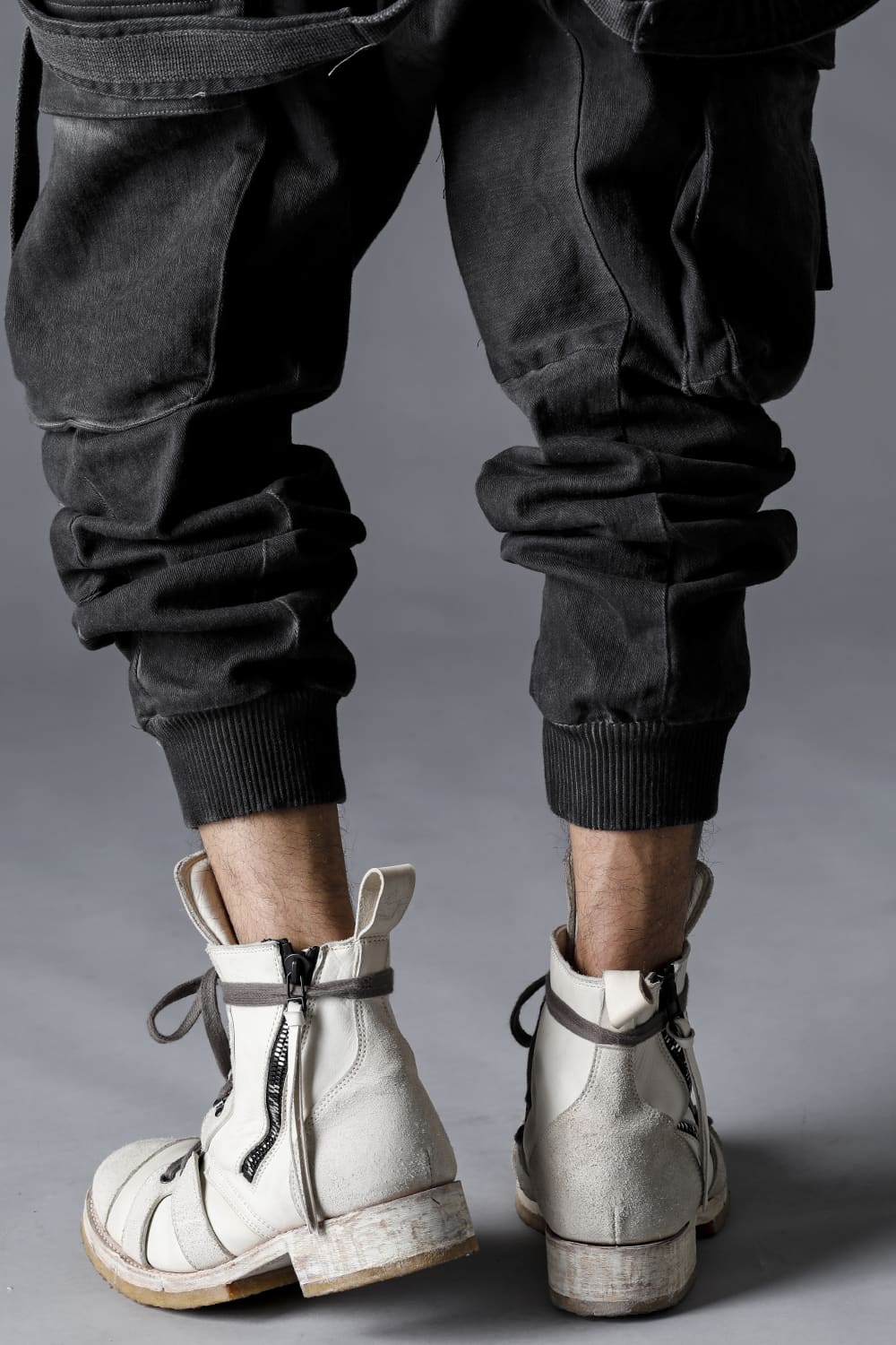 Hyper Stretch Cotton Denim Cargo Overalls  Charcoal