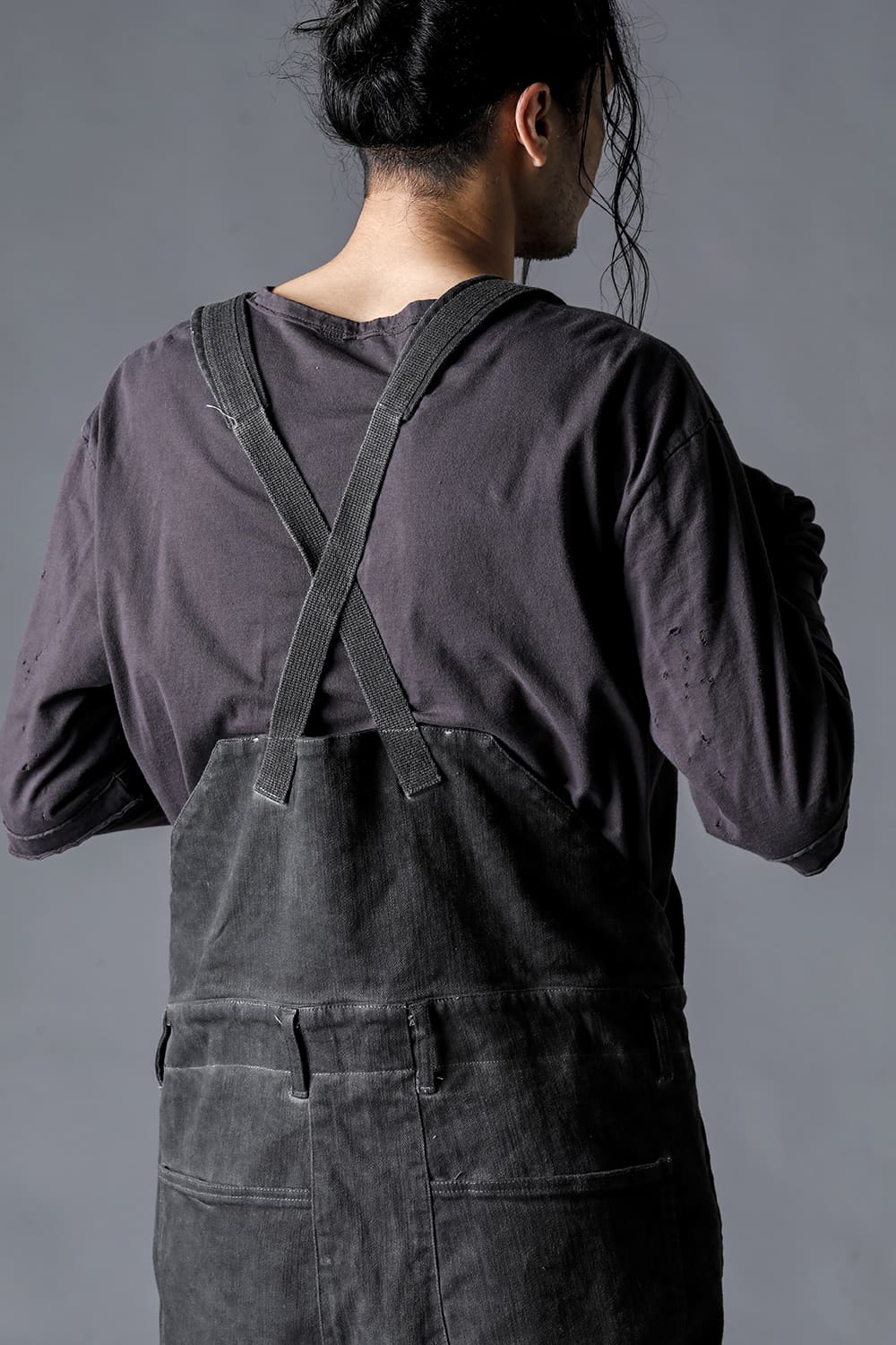 Hyper Stretch Cotton Denim Cargo Overalls  Dusty White