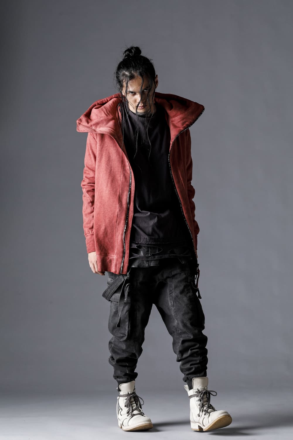 Hyper Stretch Cotton Denim Cargo Overalls  Dusty White