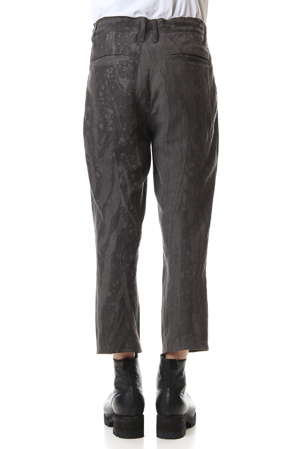 Ink Frow Dyed Linen Tuck Tapered Cropped Pants