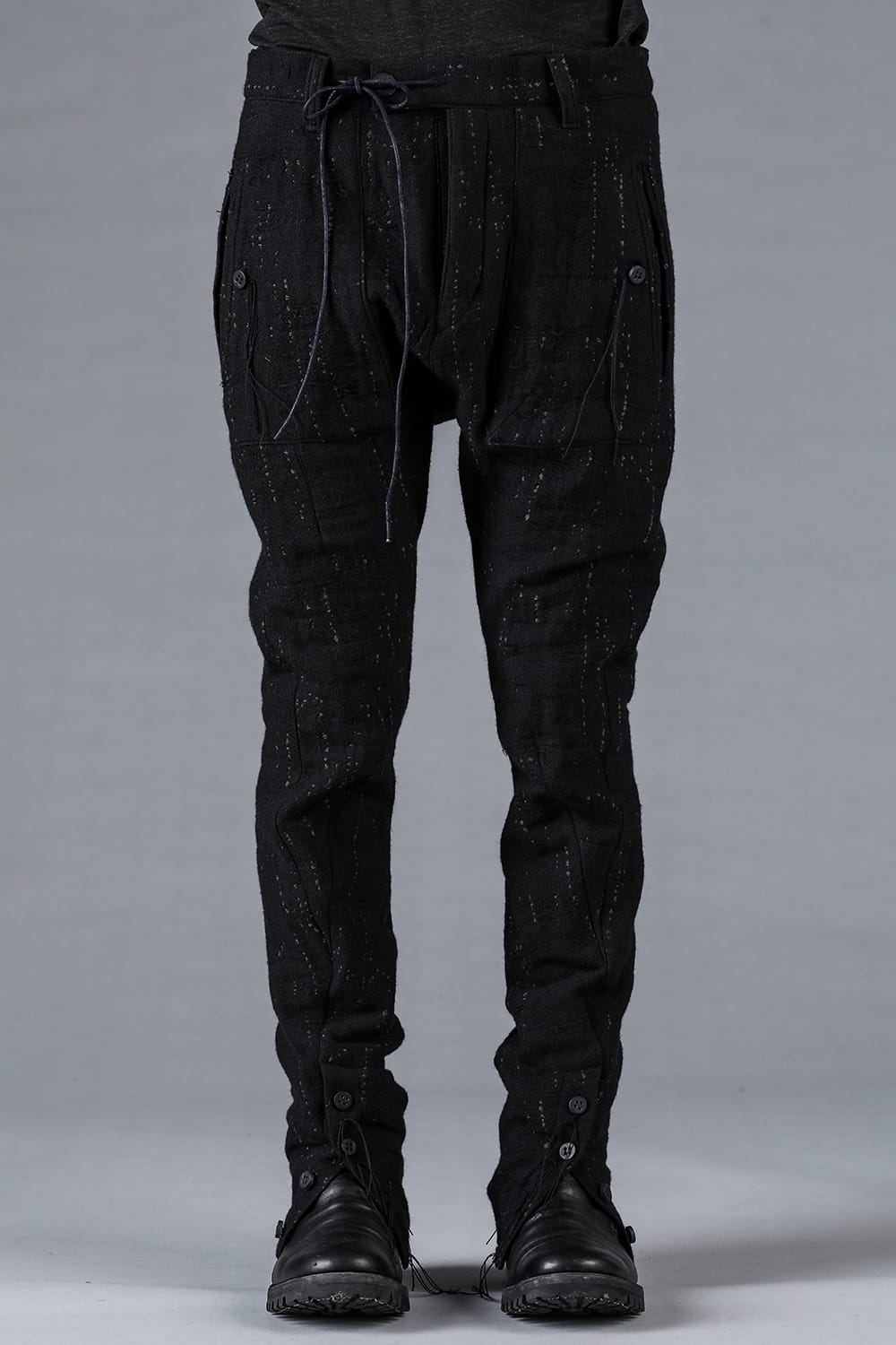 Double Weave Crush Jacquard Open Hem Slim Pants