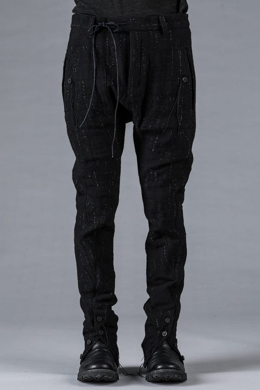 Double Weave Crush Jacquard Open Hem Slim Pants