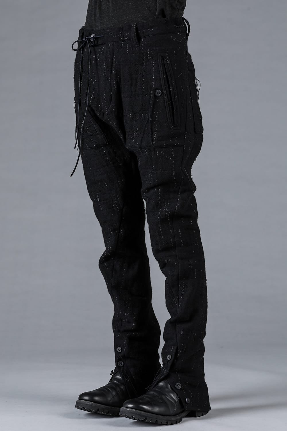 Double Weave Crush Jacquard Open Hem Slim Pants