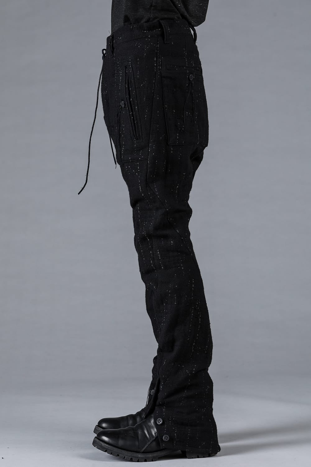 Double Weave Crush Jacquard Open Hem Slim Pants