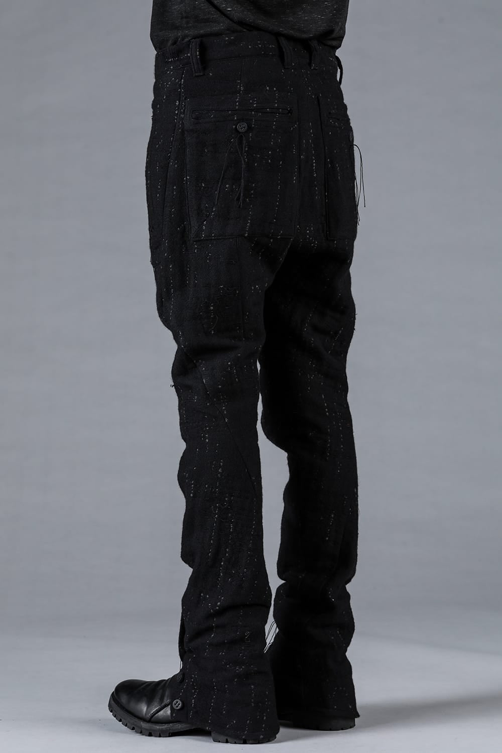 Double Weave Crush Jacquard Open Hem Slim Pants