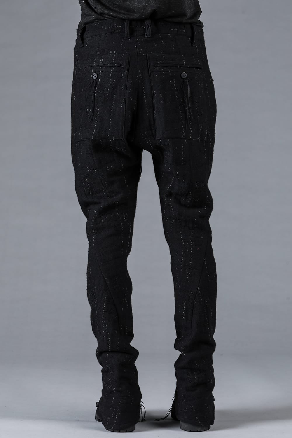 Double Weave Crush Jacquard Open Hem Slim Pants