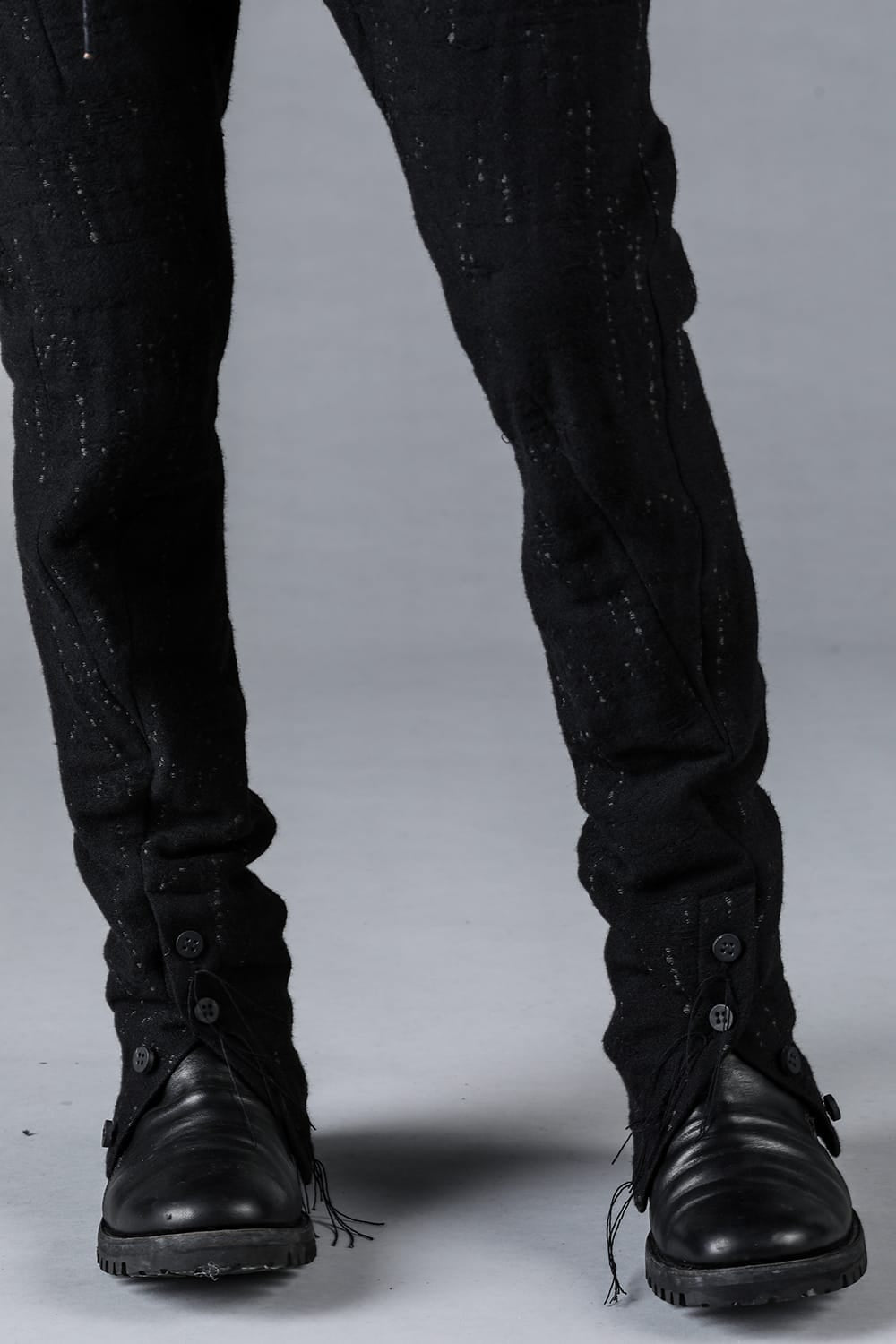 Double Weave Crush Jacquard Open Hem Slim Pants