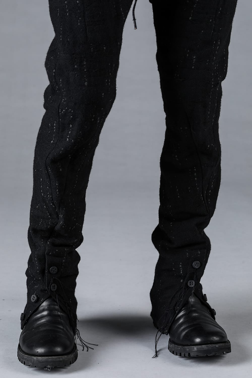 Double Weave Crush Jacquard Open Hem Slim Pants