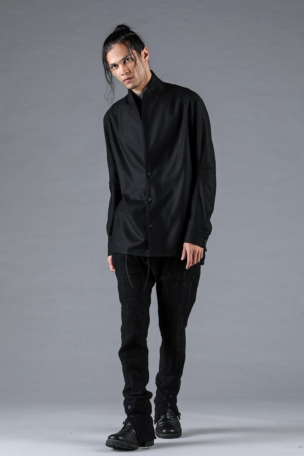 Double Weave Crush Jacquard Open Hem Slim Pants