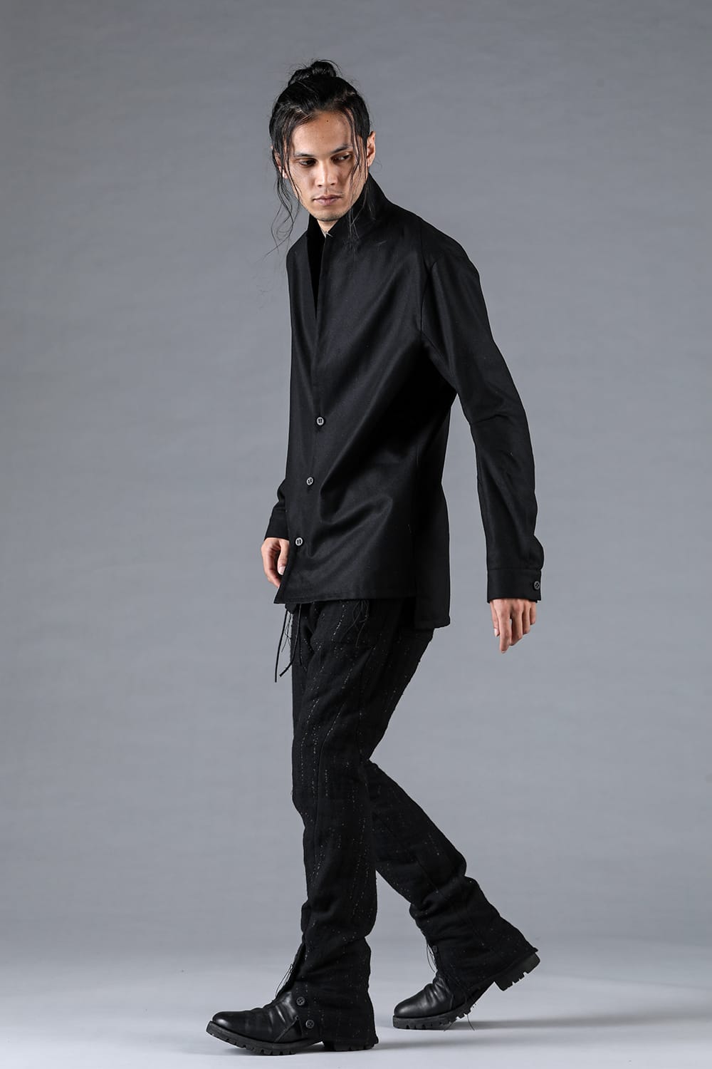 Double Weave Crush Jacquard Open Hem Slim Pants