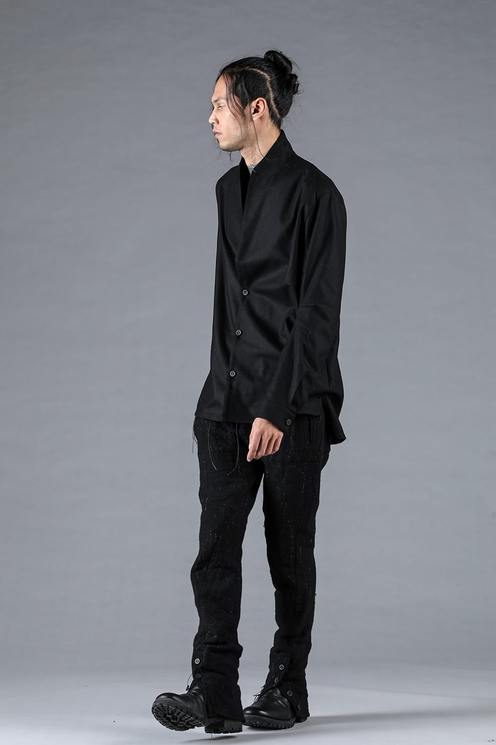 Double Weave Crush Jacquard Open Hem Slim Pants