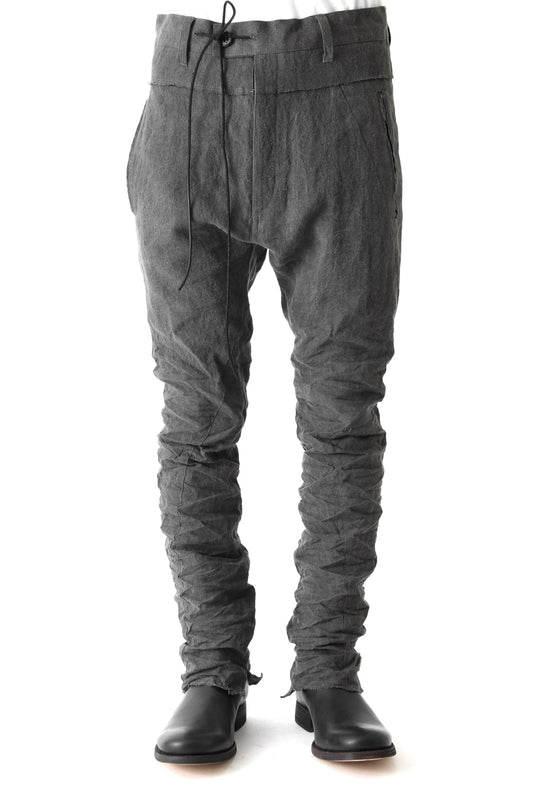 Sumi Dyed Linen Drop Crotch Skinny Pants