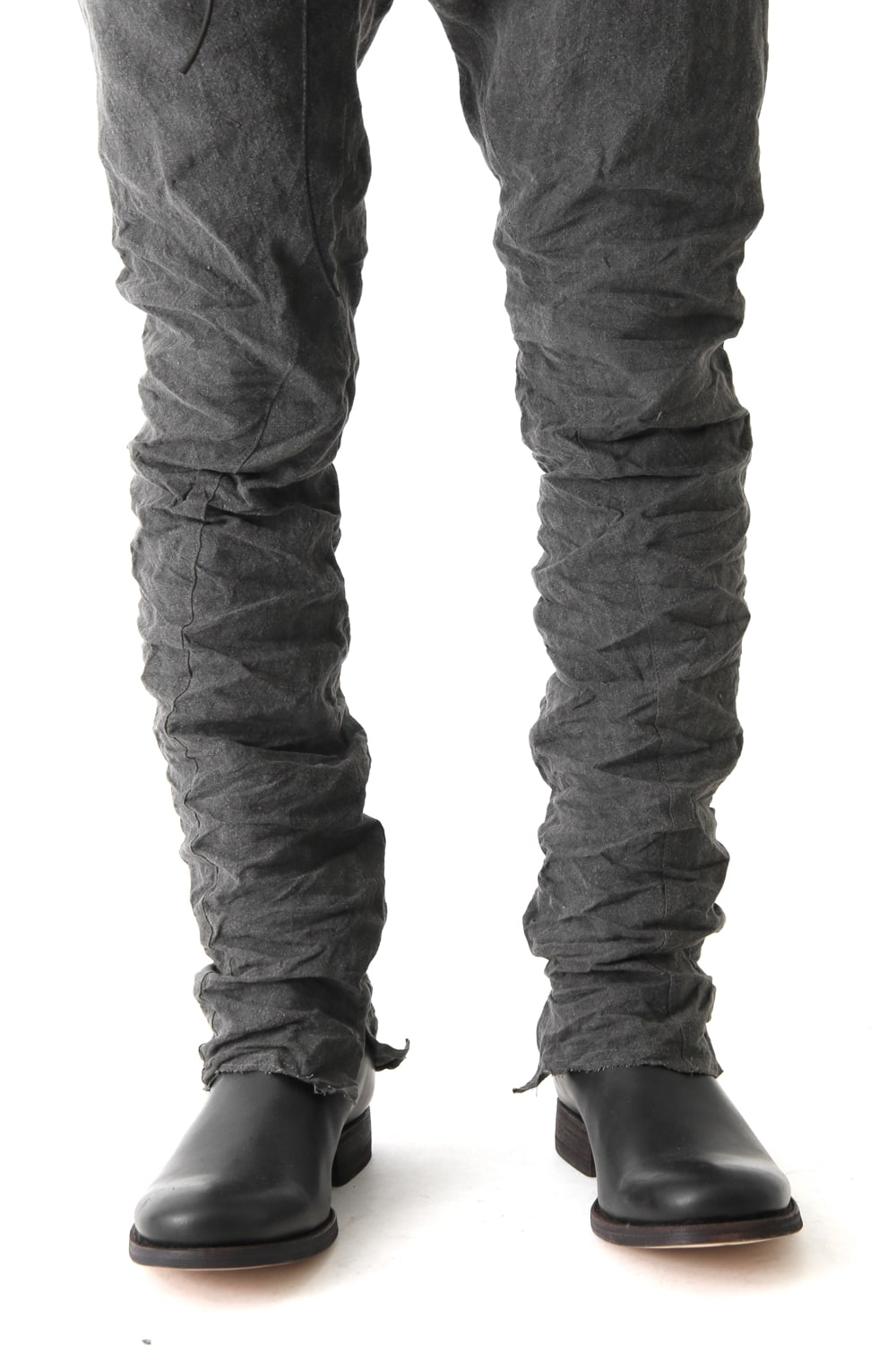 Sumi Dyed Linen Drop Crotch Skinny Pants