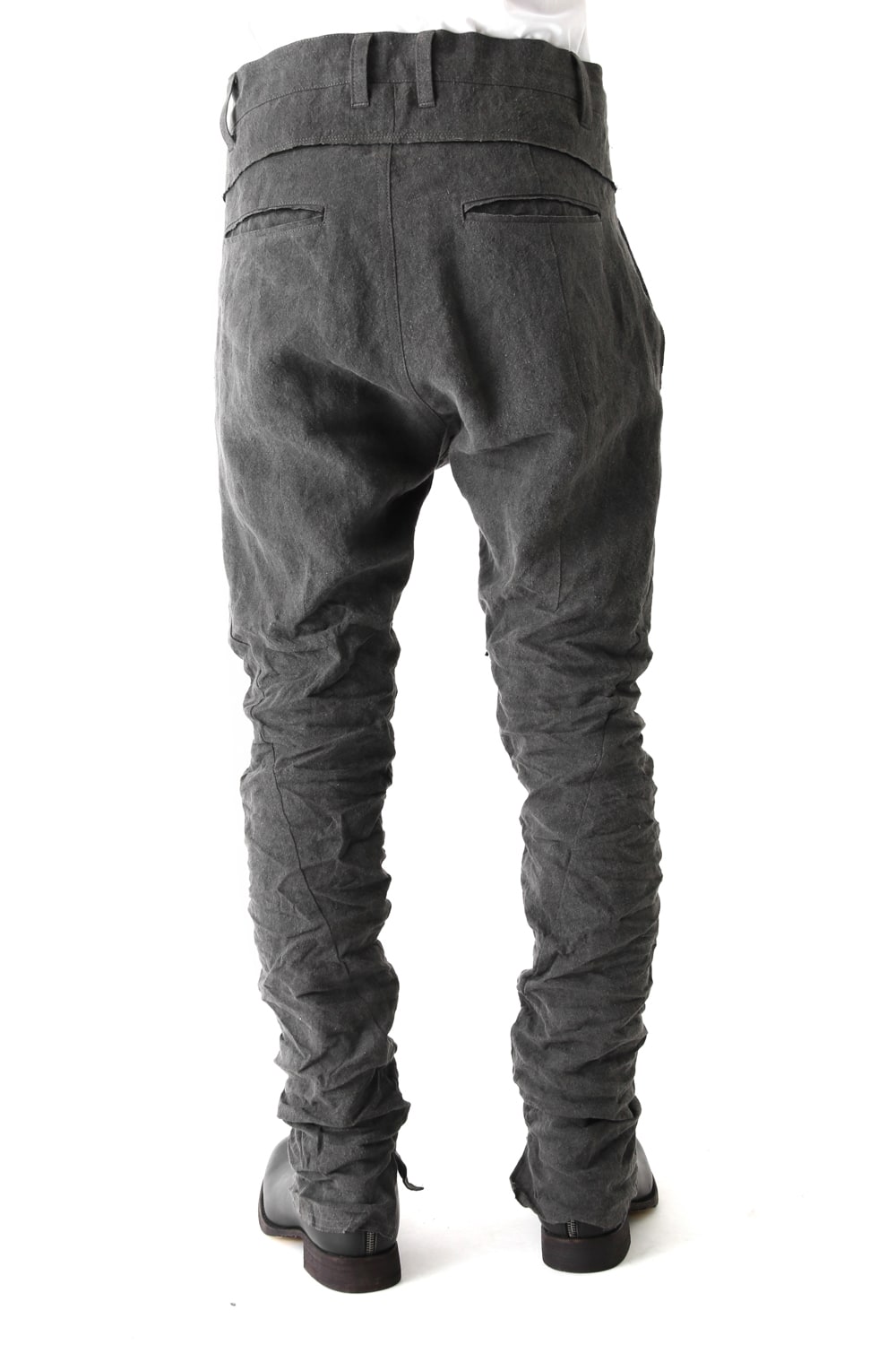 Sumi Dyed Linen Drop Crotch Skinny Pants