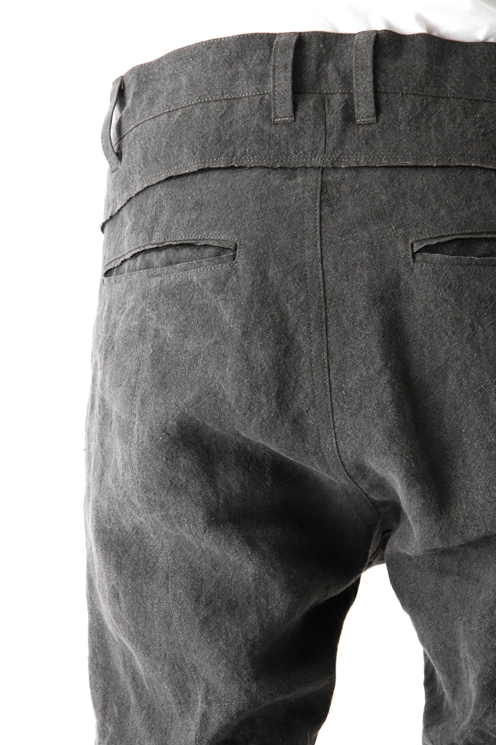 Sumi Dyed Linen Drop Crotch Skinny Pants