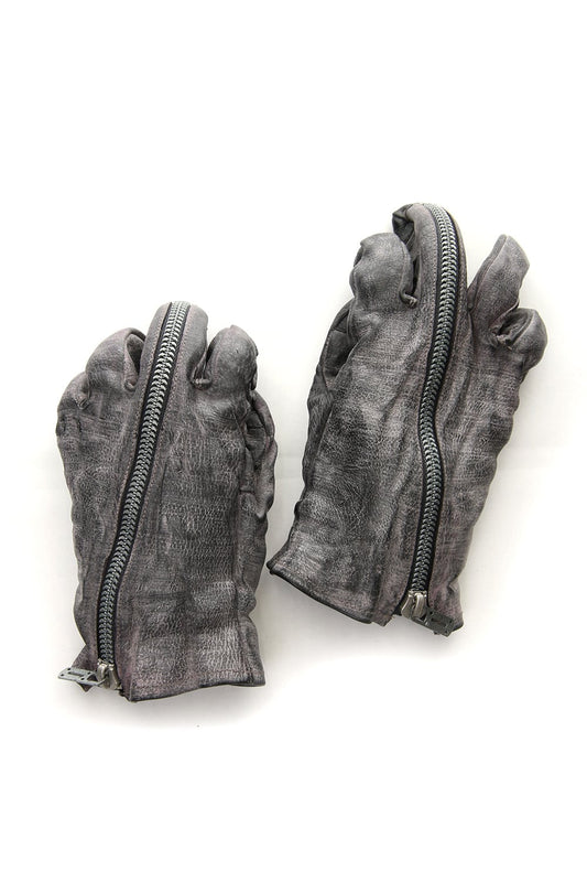 Wax Calf Leather Zip Gloves - ST108-0029A