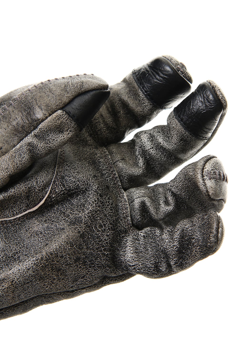 Horse Leather Destroy Dyed Over Lock Gloves - ST108-0049A