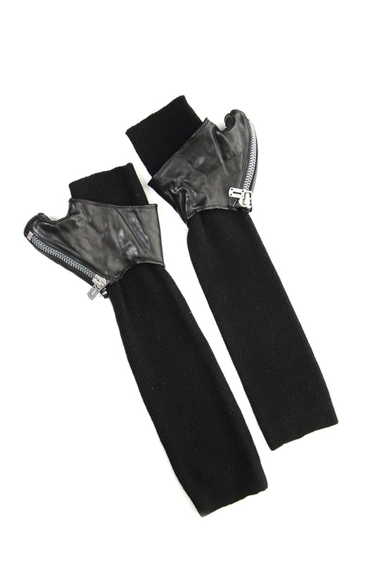 Horse Leather × Cashmere Combination Gloves - ST108-0059A