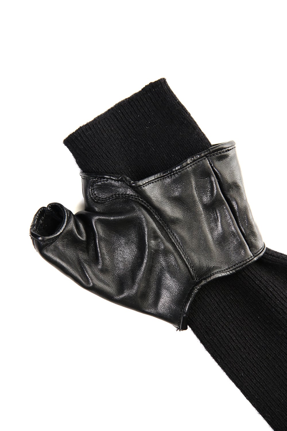 Horse Leather × Cashmere Combination Gloves - ST108-0059A
