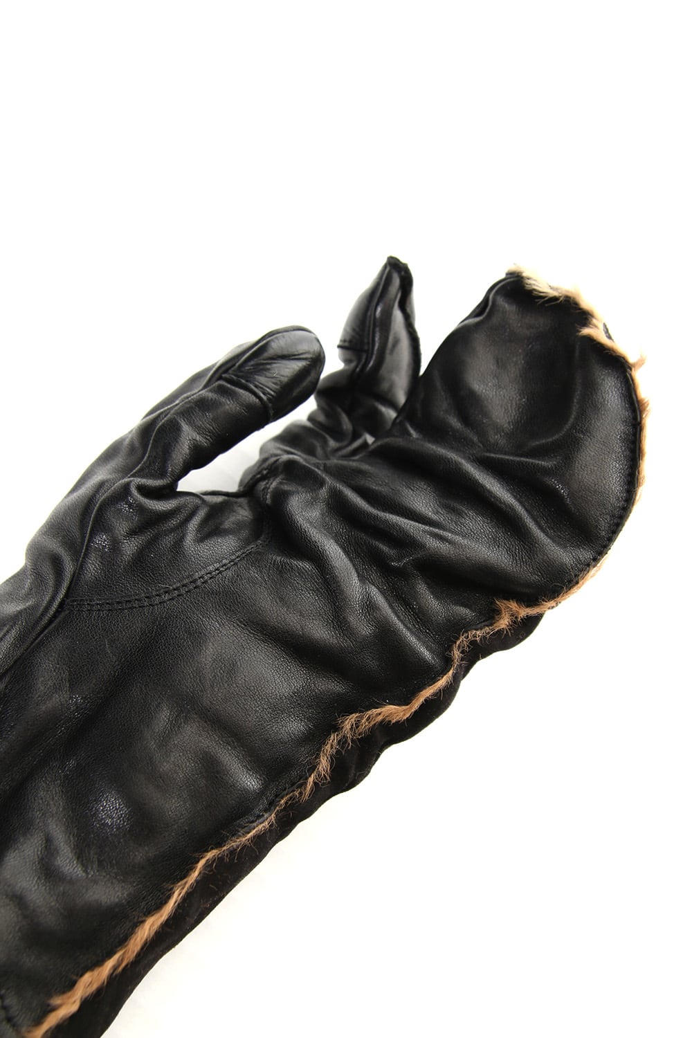 Horse × Kangaroo Leather Combination Mitten Gloves - ST108-0079A