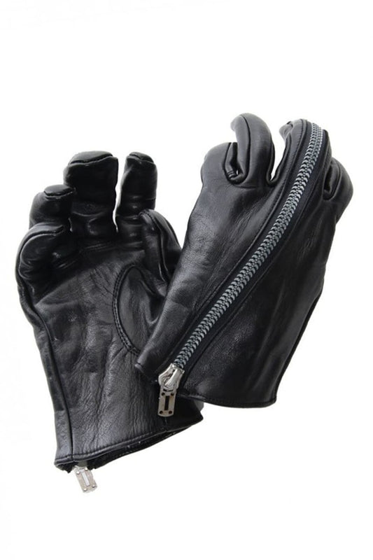 Horse Leather Zip Glove Black
