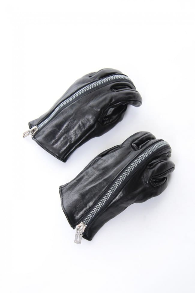 Horse Leather Zip Glove Black