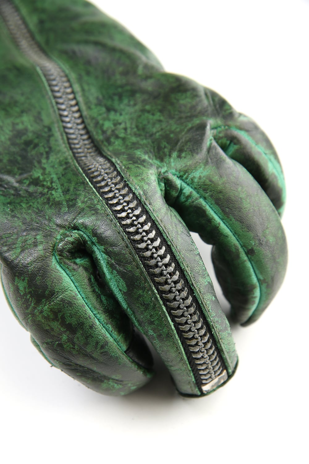 Dusty leaf Horse Leather Zip Gloves Green