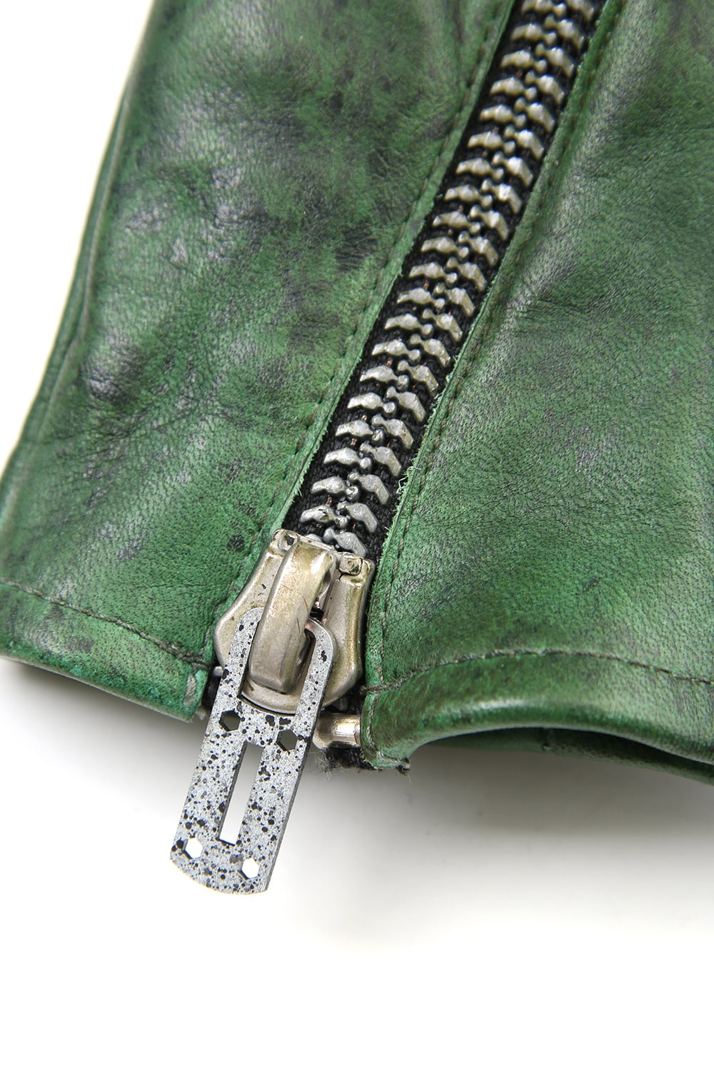 Dusty leaf Horse Leather Zip Gloves Green