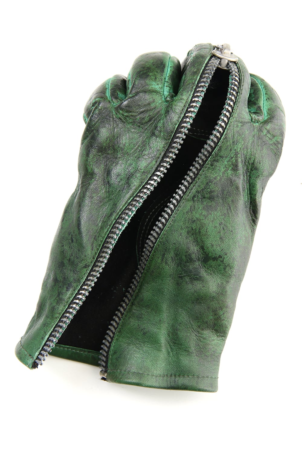 Dusty leaf Horse Leather Zip Gloves Green