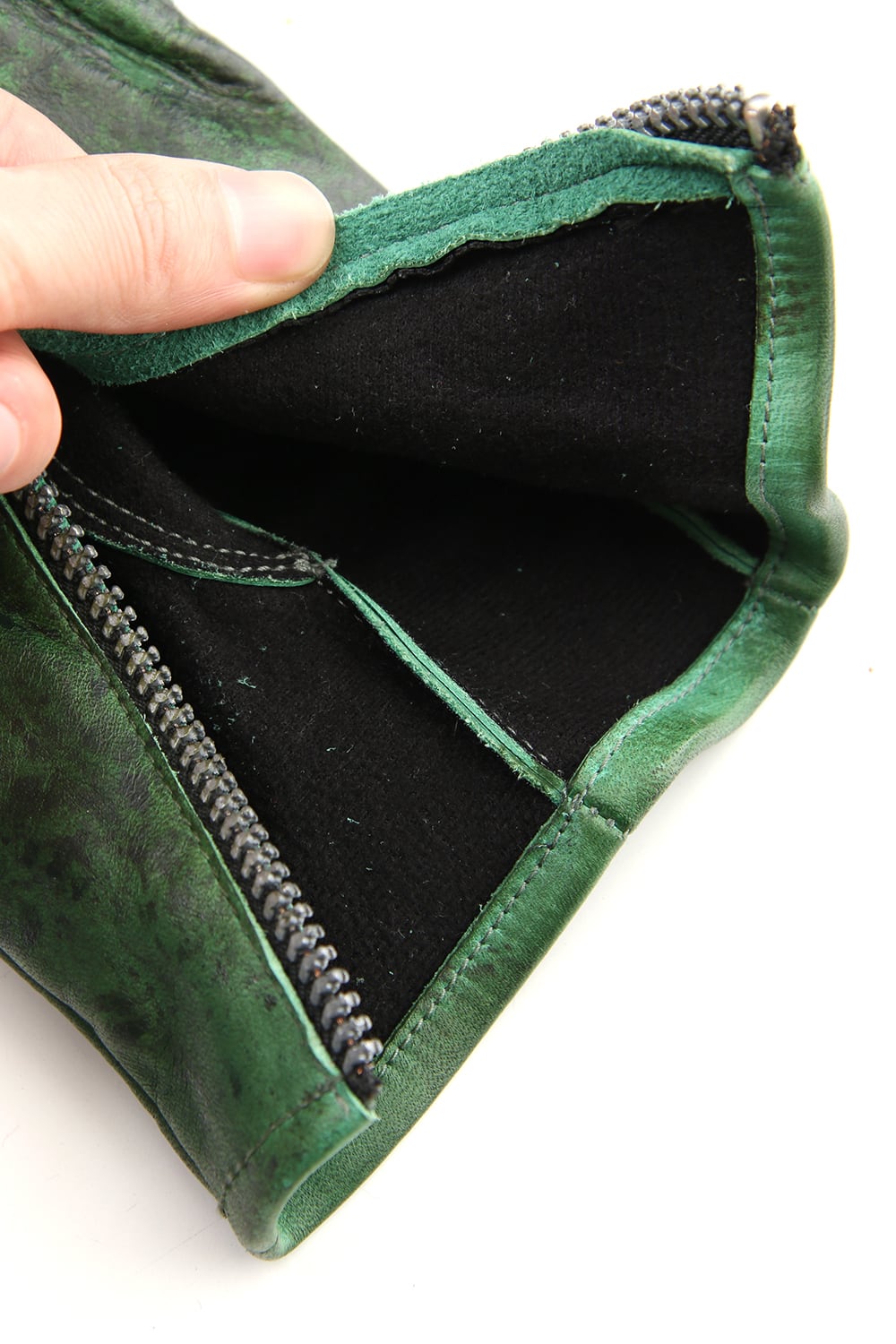 Dusty leaf Horse Leather Zip Gloves Green