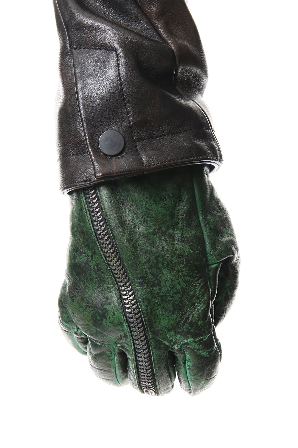 Dusty leaf Horse Leather Zip Gloves Green