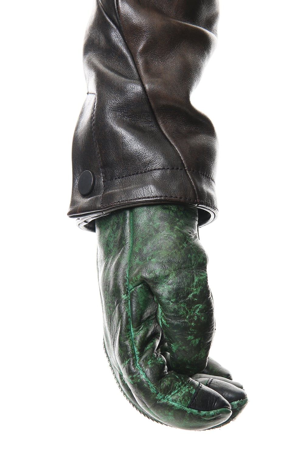 Dusty leaf Horse Leather Zip Gloves Green
