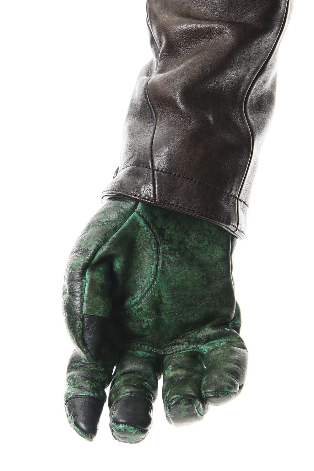 Dusty leaf Horse Leather Zip Gloves Green