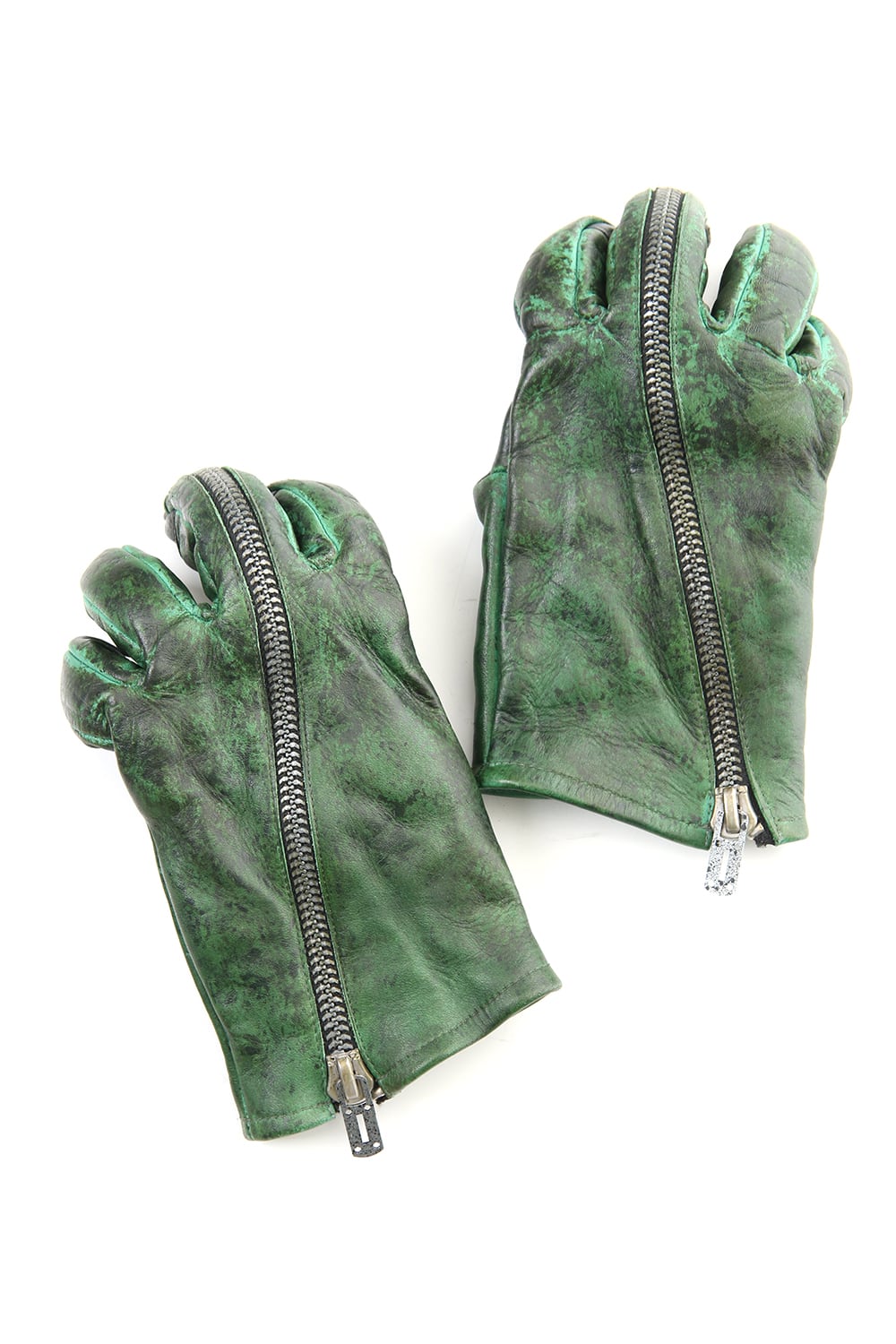 Dusty leaf Horse Leather Zip Gloves Green