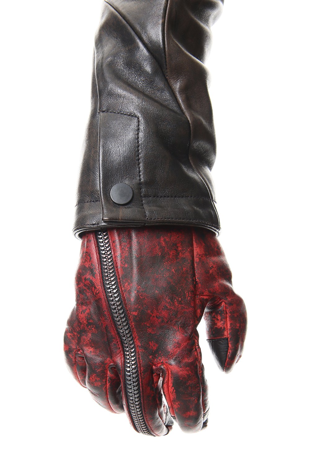 Dusty leaf Horse Leather Zip Gloves Red