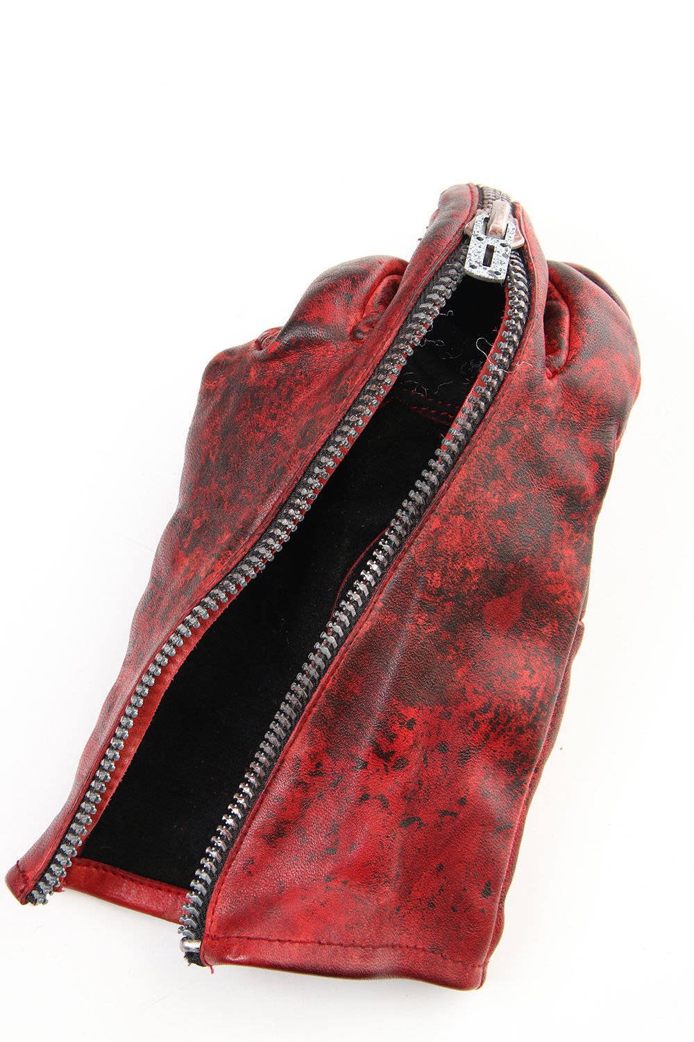 Dusty leaf Horse Leather Zip Gloves Red