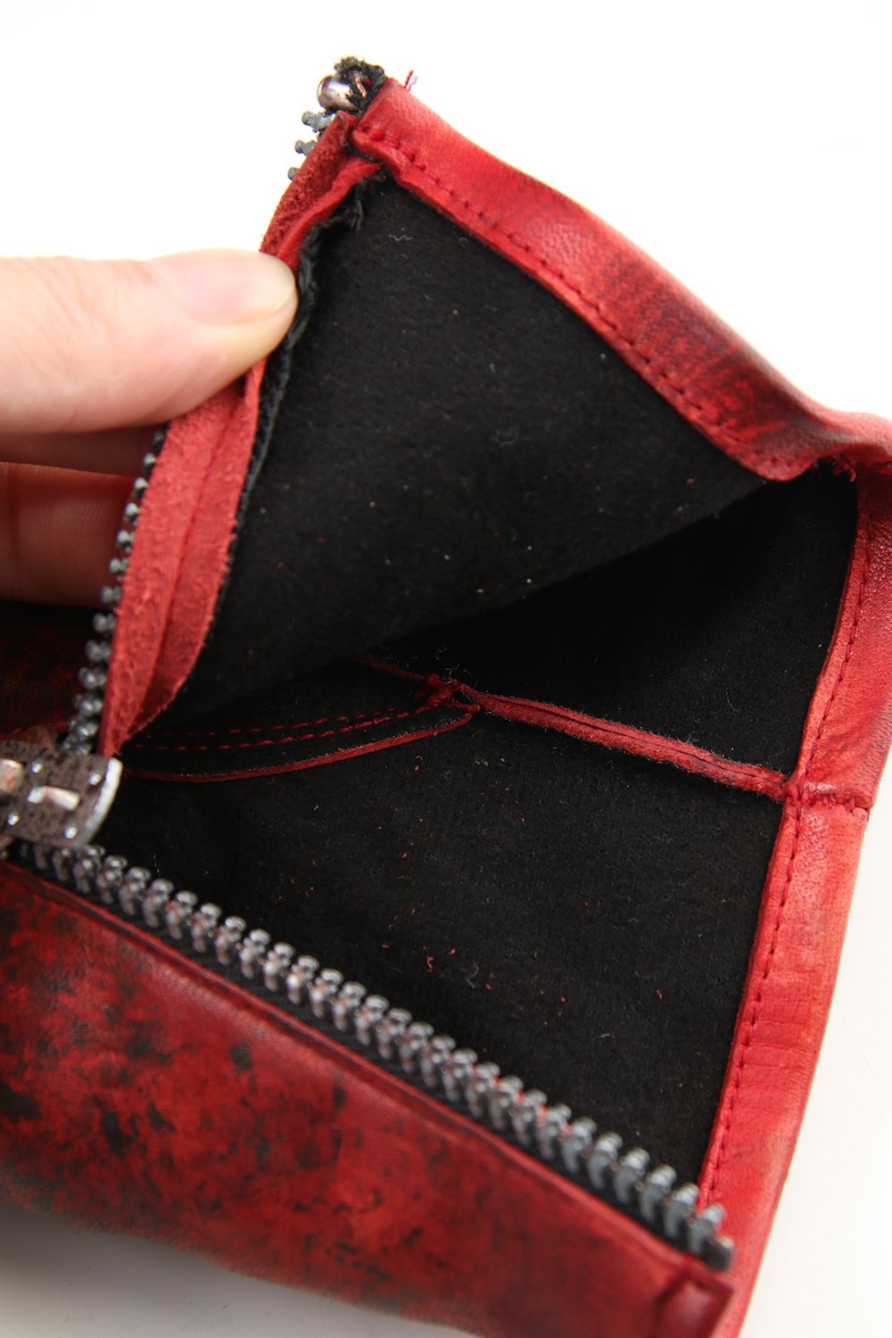 Dusty leaf Horse Leather Zip Gloves Red