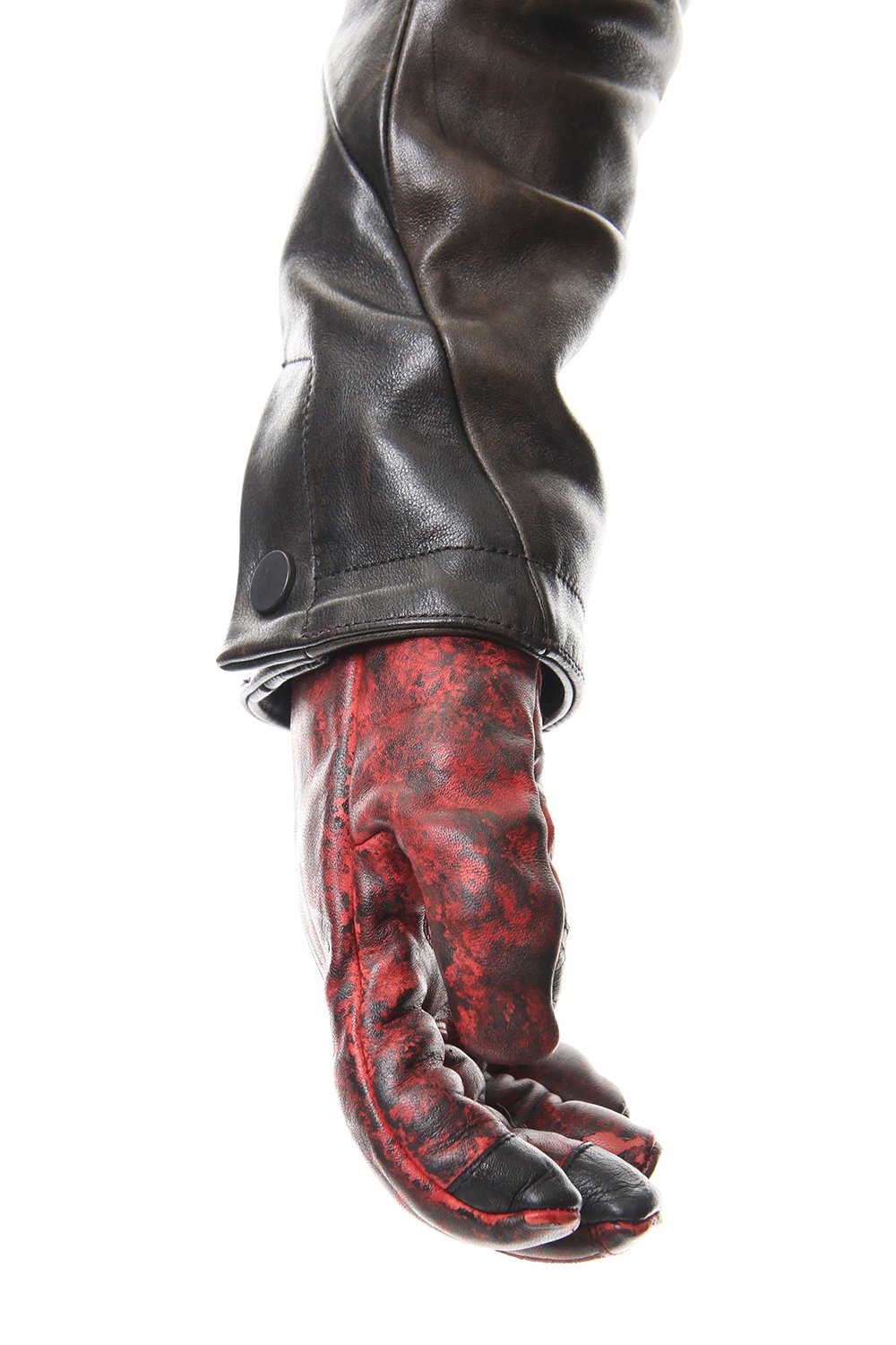 Dusty leaf Horse Leather Zip Gloves Red