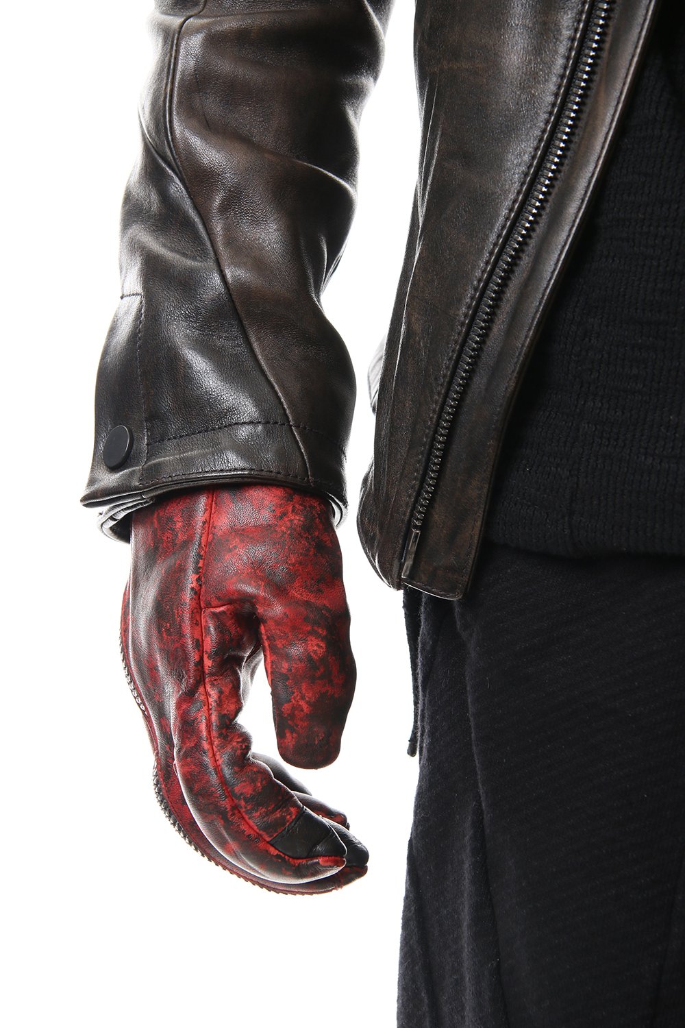 Dusty leaf Horse Leather Zip Gloves Red